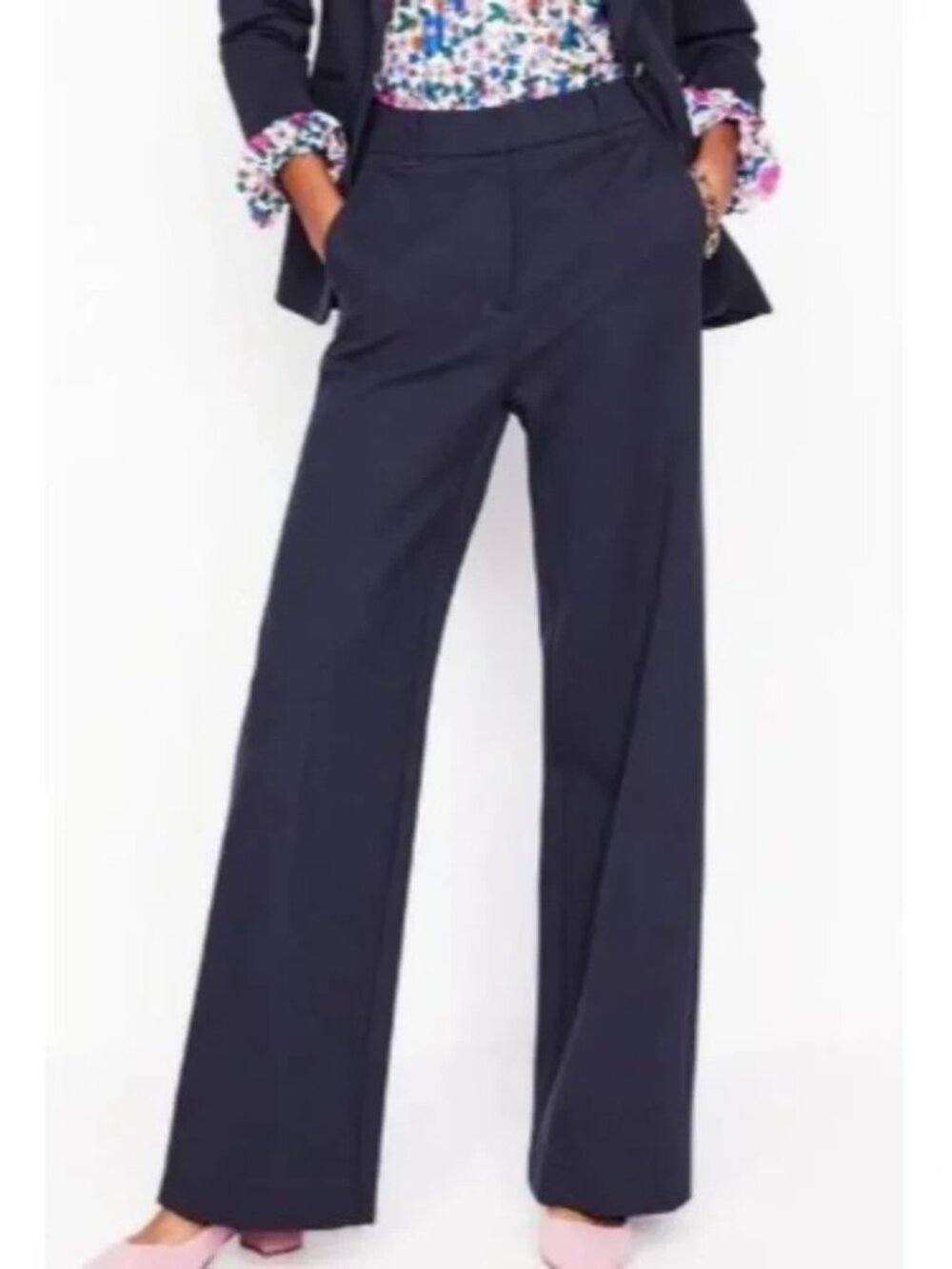 Boden Westbourne Ponte Wide Leg Pants in Navy Blue 16R NWOT